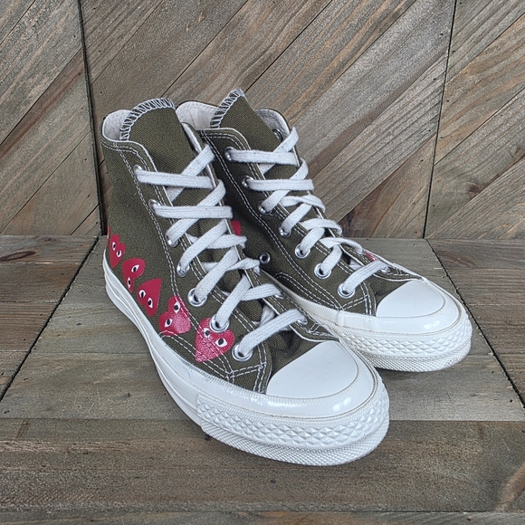 Converse X Comme des Garçons Play Athletic Sneakers Mens Size 3 Womens 5 Green - Picture 2 of 9